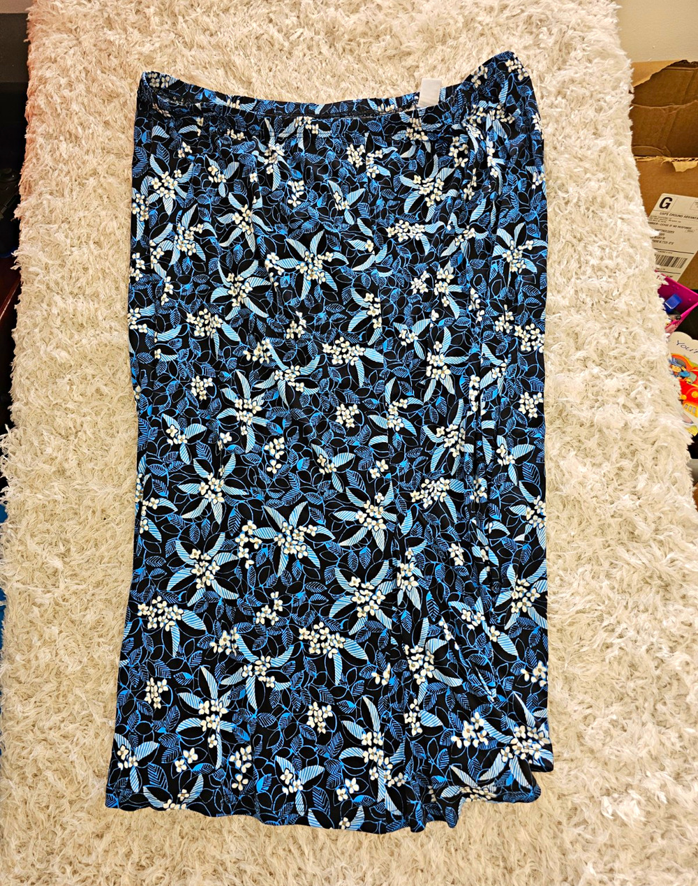 VTG 90s Boho Floral Maxi Skirt 2X Plus Size High Waist Tropical Leaves Slit Knit
